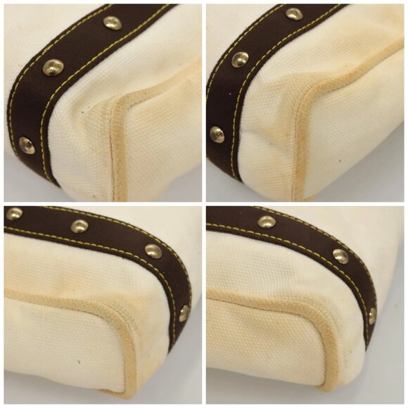 LOUIS VUITTON Antigua Cabas PM Tote Bag White Brown M40036 LV Auth th5823 - Picture 15 of 16